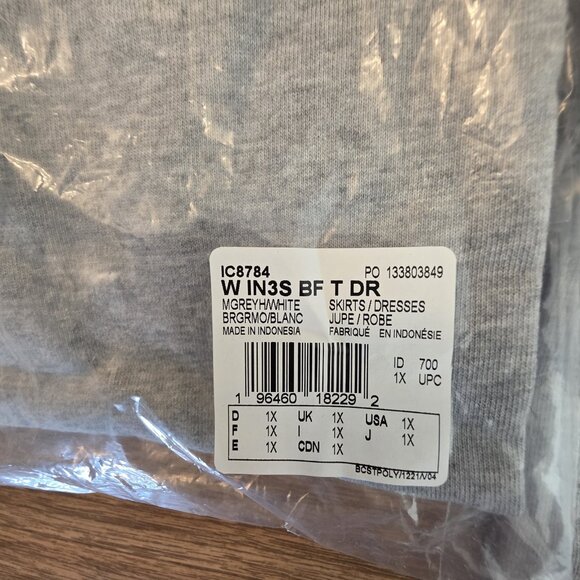 Adidas Shirt Womens 1X Dress Loose Fit Medium Three Stripes Grey Heather - Picture 9 of 16